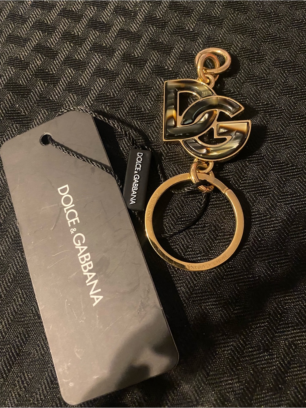Dolce & Gabbana Alphabet Logo Bag Charm Keychain Gold & Brown NWT